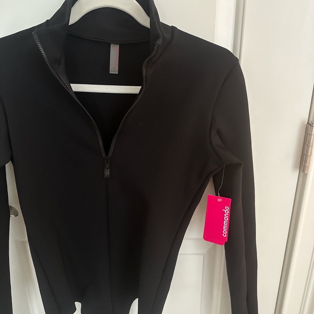 black commando bodysuit zips up